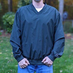 Izod Men's Dark Forest Green V Neck Windbreaker 100% Polyester